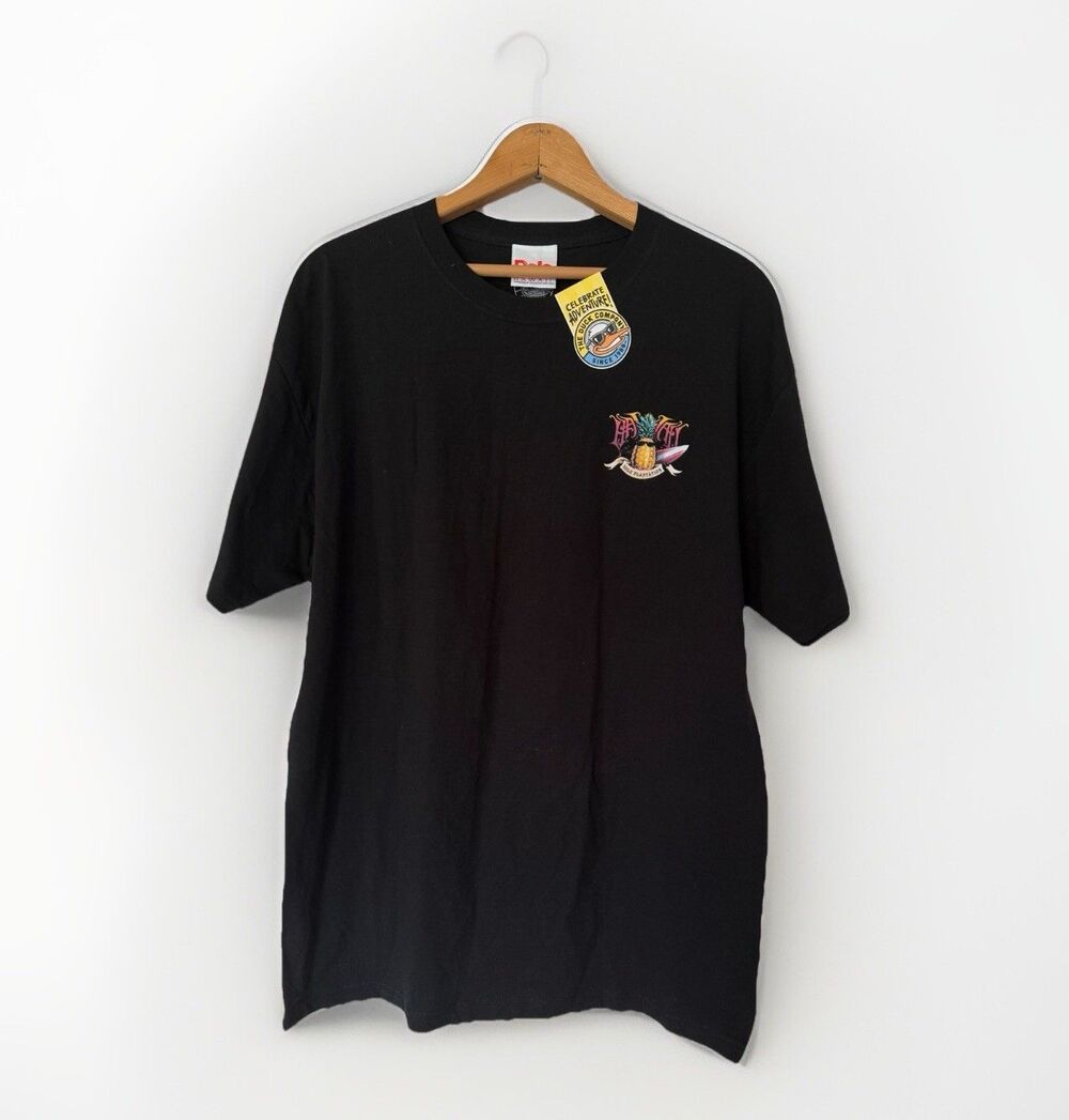 Dole Plantation Hawaii Pineapple Surfing T-Shirt Black Size Large